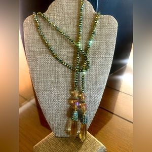 Heidi Daus Green Crystal Lariat style necklace.